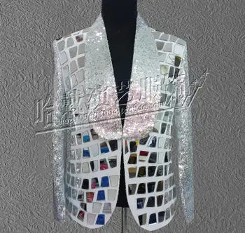

Men Fashion DS Lens Suit Jacket Men Singers DJ Sequins Slim Blazer Men Stage Clothing Dress Coat Costumes ! S-5XL free ship