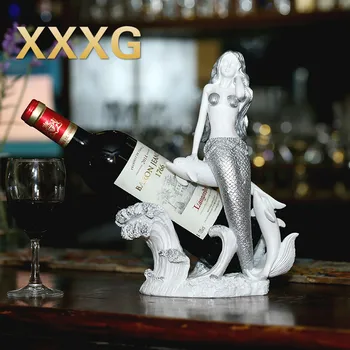 

XXXG / / mermaid wine red wine rack furnishing articles furnishing articles creative resin decorations sitting room home