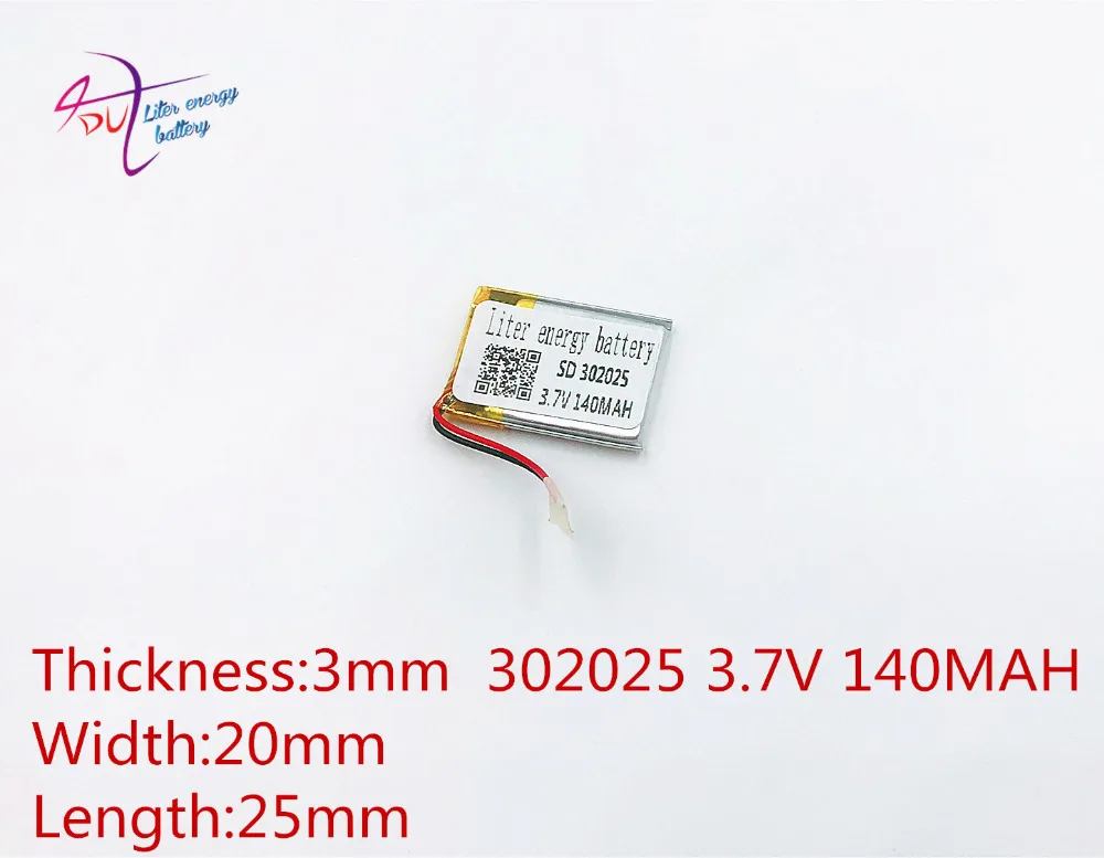

3.7V,140mAH,[302025] Polymer lithium ion / Li-ion battery for voice recorder pen,smartband,smart watch;bluetooth