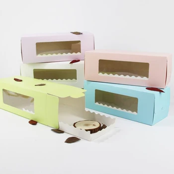 

5 colors swiss cake roll package box long paper cake boxes with windows christmas decoration for home 5pcs a lot