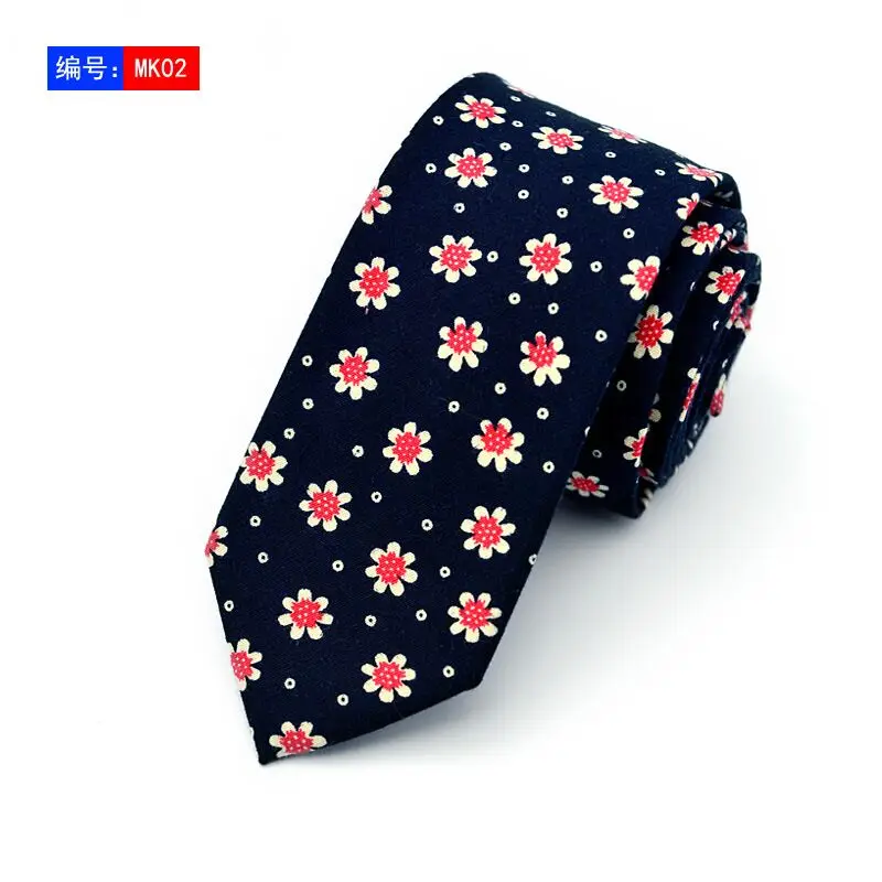 SHENNAIWEI Мужской Хлопковый галстук с принтом 6 см Европейский стиль Модный повседневный галстук Жених Невеста - Цвет: 2