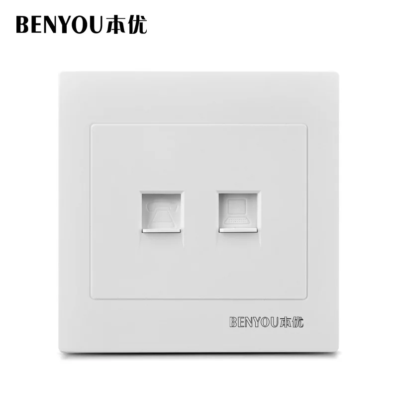 

JOYING LIANG Flush-type Telephone & Internet Socket Outlet White Wall 86 Type PC Panel Tel Computer Socket