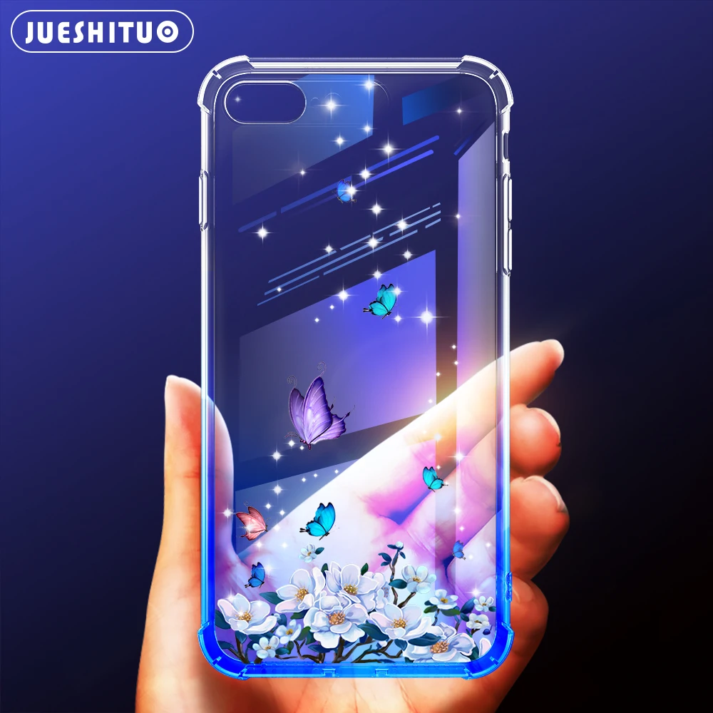 

JUESHITUO Phone Case For iPhone X XR XS Max 8 7 6 6s Plus Cute Cartoon Case Cover Colorful Gradient Patterned Cases For iPhone X