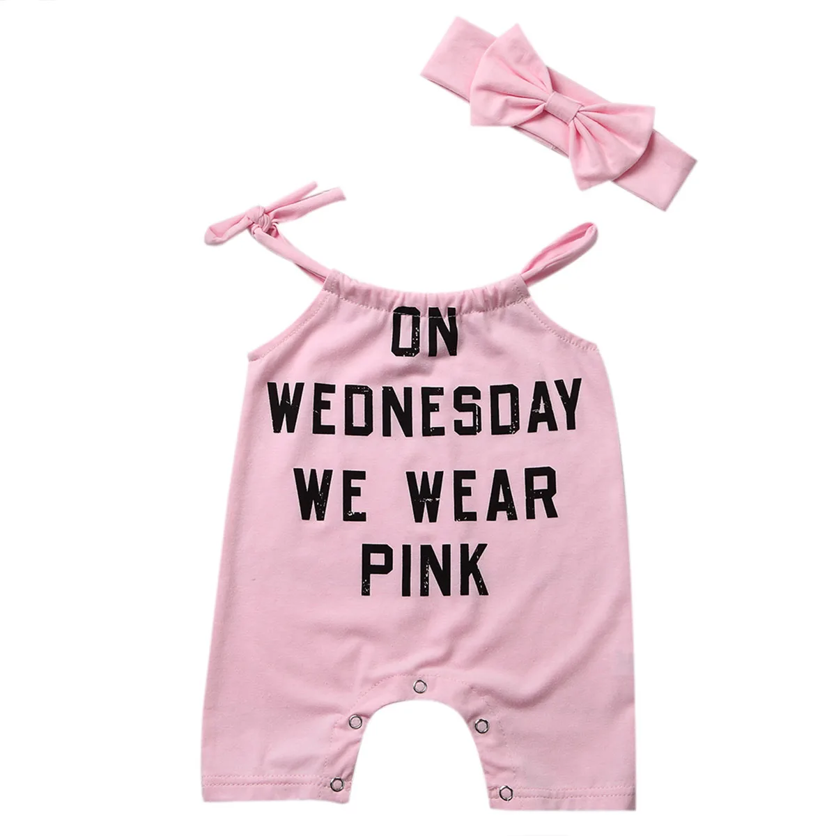 Повседневная Хлопок o-образным вырезом без рукавов розовый 2 шт. для новорожденных для маленьких девочек Комбинезон Комплект одежды