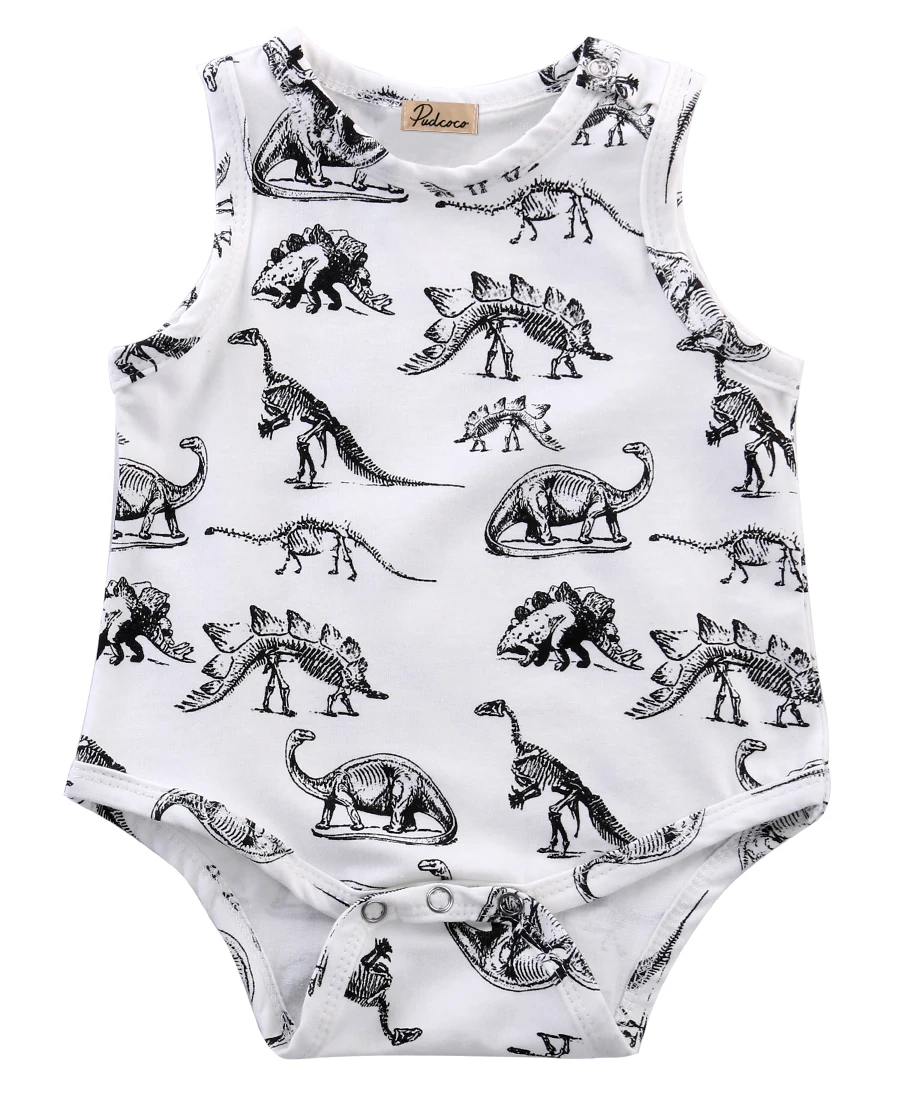 

summer romper 2016 wholesale dropshipping infant baby girl boy clothes dinosaurs printed sleeveless romper cotton outfits US AU