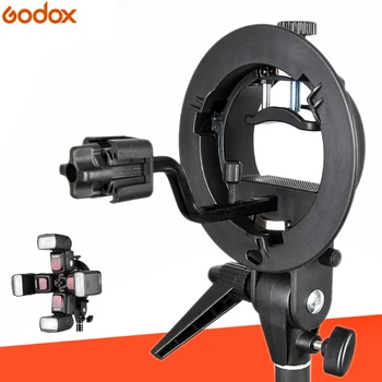 

Godox S-Type Speedlite Bracket Bowens Mount Holder + Four Hot Shoe Flash Adapter S-FA for Photo Studio Photography