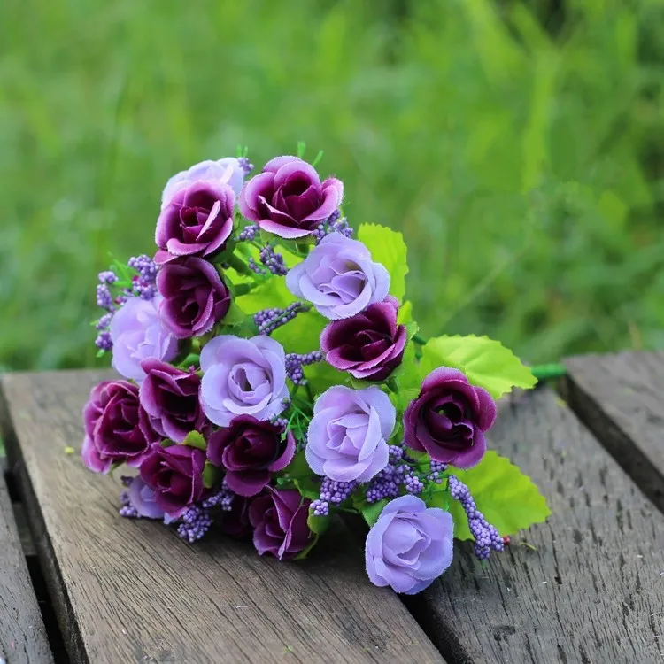 21 head artificial silk rose flower decorative Flowers for Wedding party Flower Home Decoration bouquet (12)