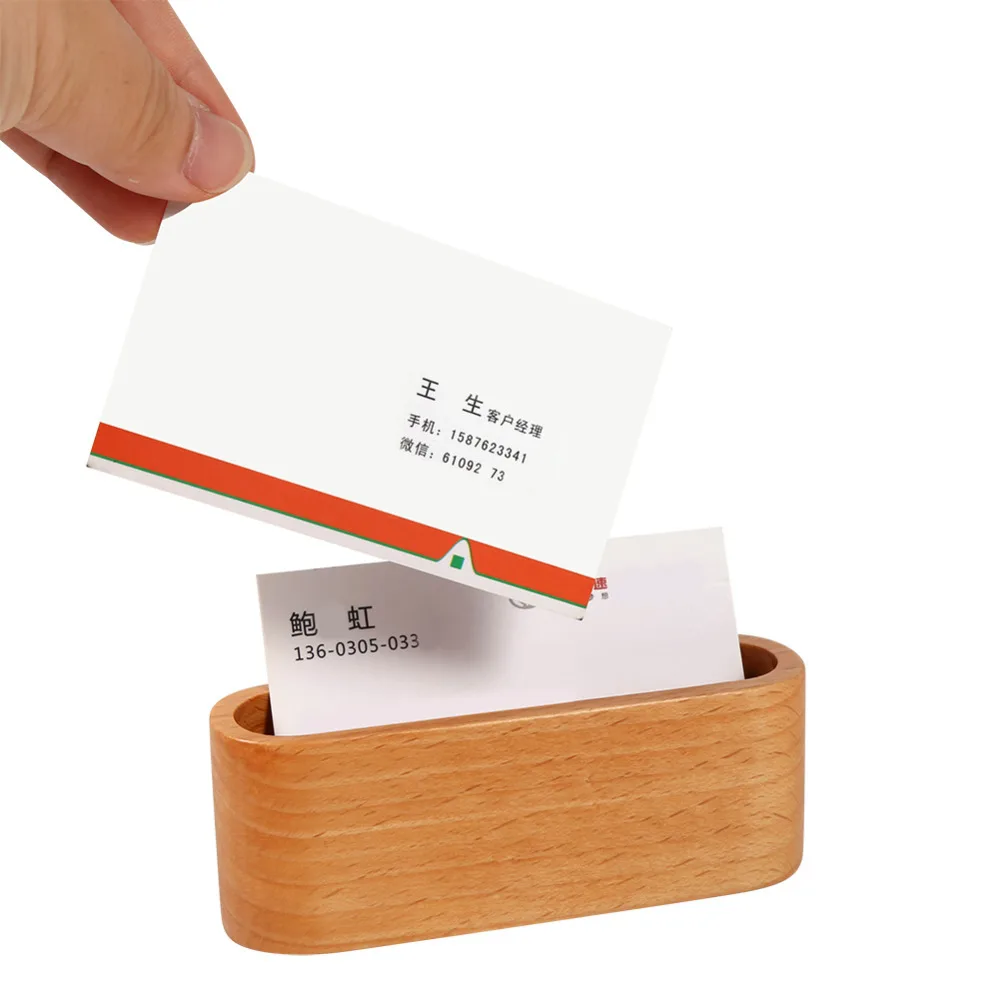 Креативная деревянная визитная карточка держатель Чехол Коробка для хранения карт Органайзер офисная настольная именная стойка для визитных карточек украшения для полки