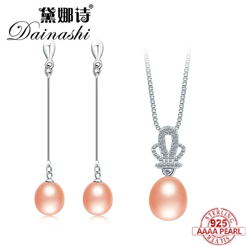 Dainashi Trendy Pearl Sets 925 Sterling Silver 100% Real Freshwater Pearl Fine Jewelry for Women Long Earrings and Pendant Sets Dainashi Trendy Pearl Sets 925 Sterling Silver 100% Real Freshwater Pearl Fine Jewelry for Women Long Earrings and Pendant Sets