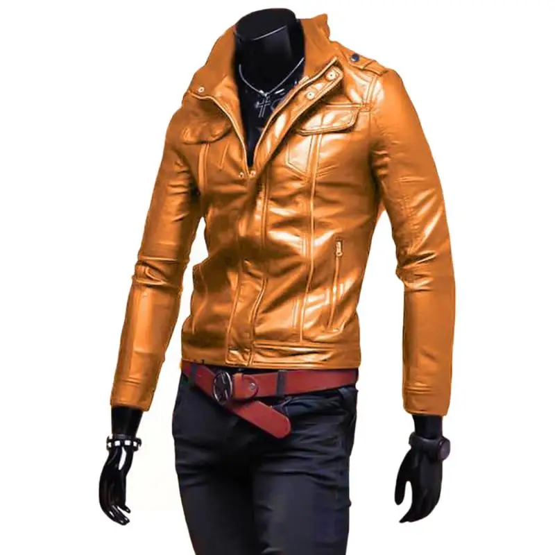 Men Leather Jacket High Quality Fashion Motorcycle Style