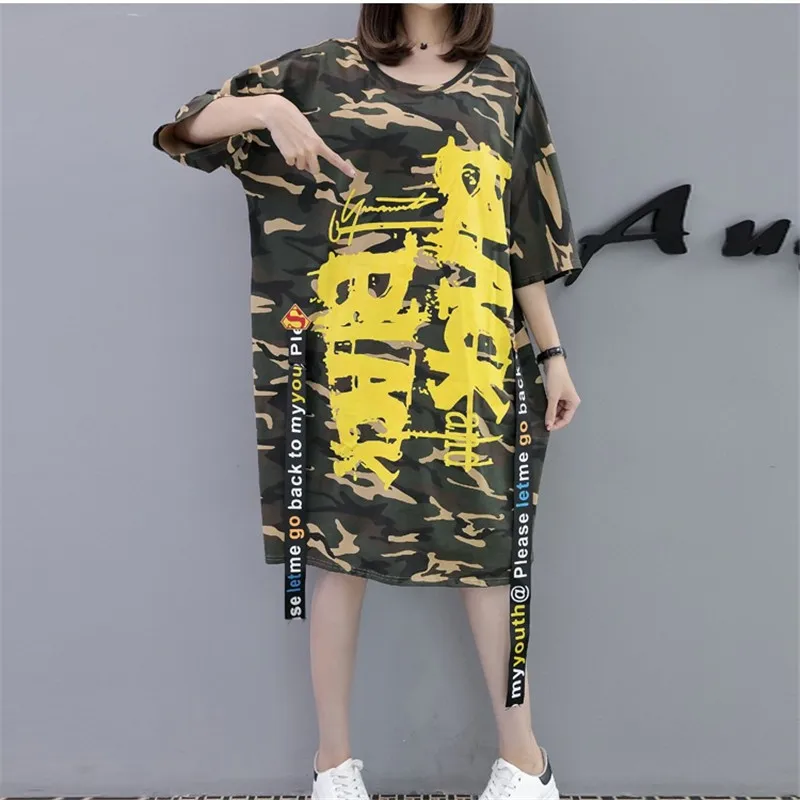 Модная женская футболка 2019 хип хоп камуфляж летние топы новинка Harajuku плюс размер