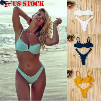 

Women Push-up Padded Bra Bandage Bikini Set Swimsuit Triangle Swimwear Bathing
