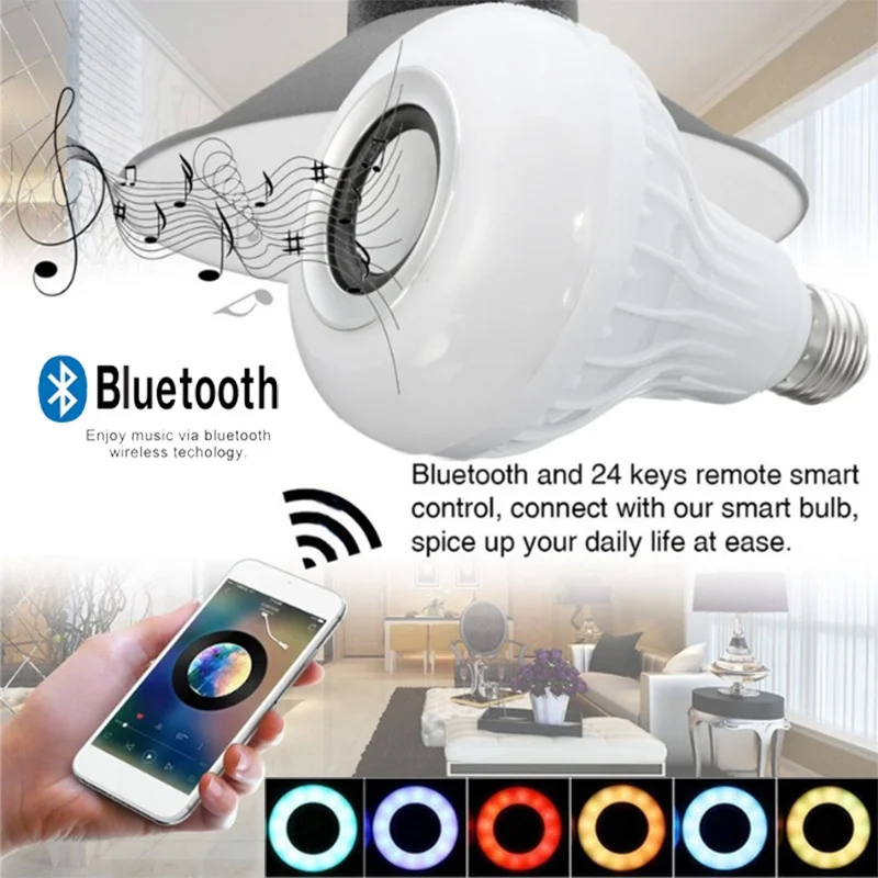Wireless Bluetooth Music Bulb Speaker With LED Colorful Remote Control
