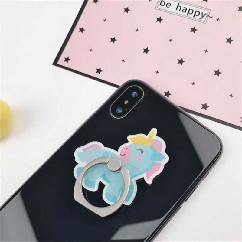 New Arrival Mobile Phone Holder Metal Finger Ring Holder Rainbow Unicorn Phone Ring Holder Cartoon Phone Stand Support