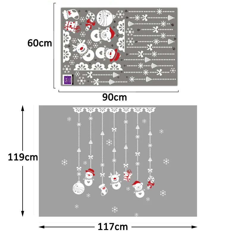 Веселые рождественские наклейки на окна Рождественское украшение для дома елочные украшения Рождественский Санта Клаус Снеговик счастливый год