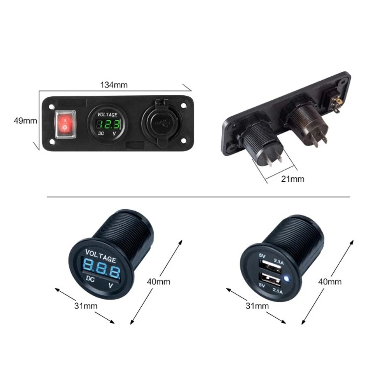 1 шт. 4.2A двойной USB зарядное устройство светодиодный вольтметр с переключателем адаптер панель для автомобиля Лодка Грузовик