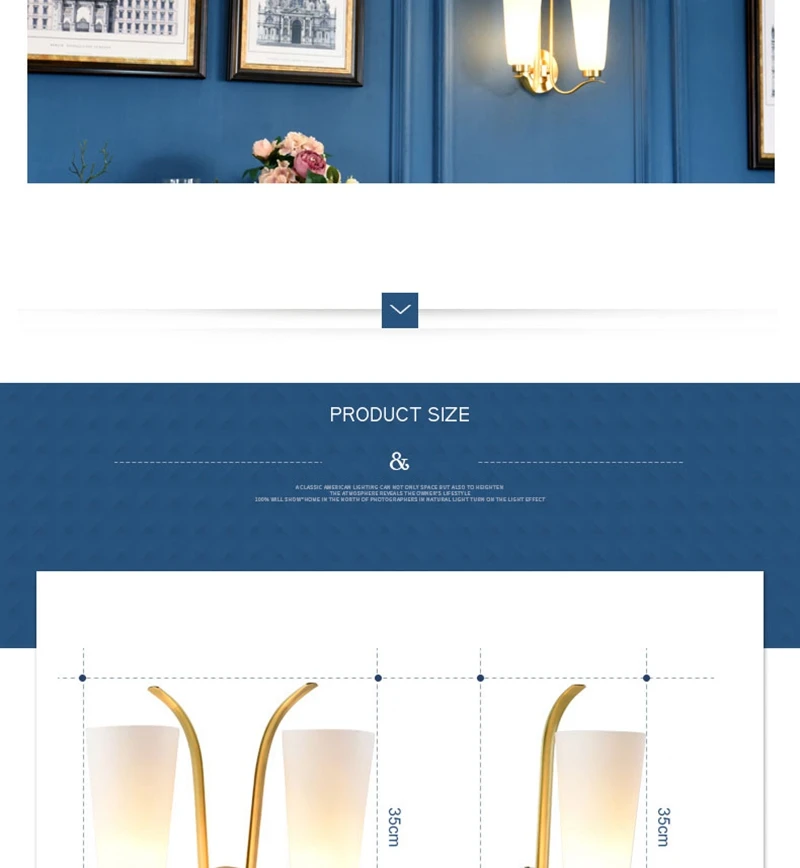 American Style Double Heads Copper H35cm Wall Lamp Bedroom Bedside Lamp Simple Nordic Wall Lights For Living Room Restaurant Hotel (14)