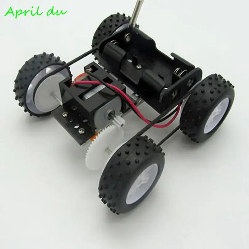 

April Du DIY Technology Science Kits Electric Four Wheel Drive Car Assembly Model Education Scientific Experiment Toy,1set