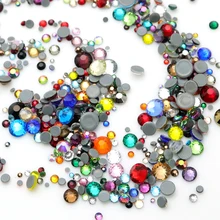 Смешанные размеры 360 шт./упак. кристально чистый Красочные Стразы с прямой основой Flatback Стразы для ногтей Стразы для дизайна ногтей, 3D, украшение для ногтей, драгоценные камни