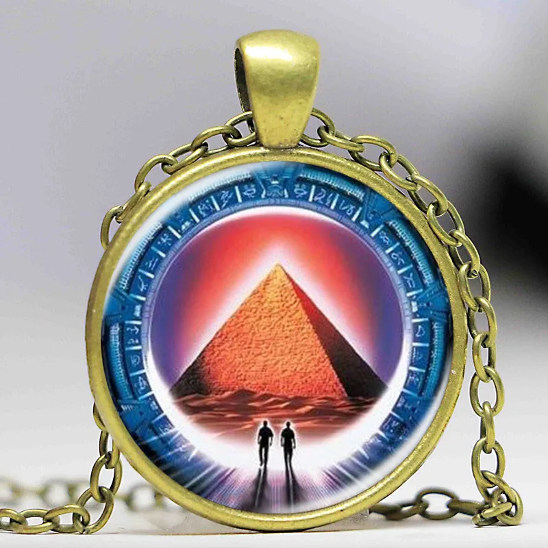 

Stargate Portal Atlantis Necklace Glass Photo Cabochon Alloy Pendant Silver Chain Necklace Dropshipping