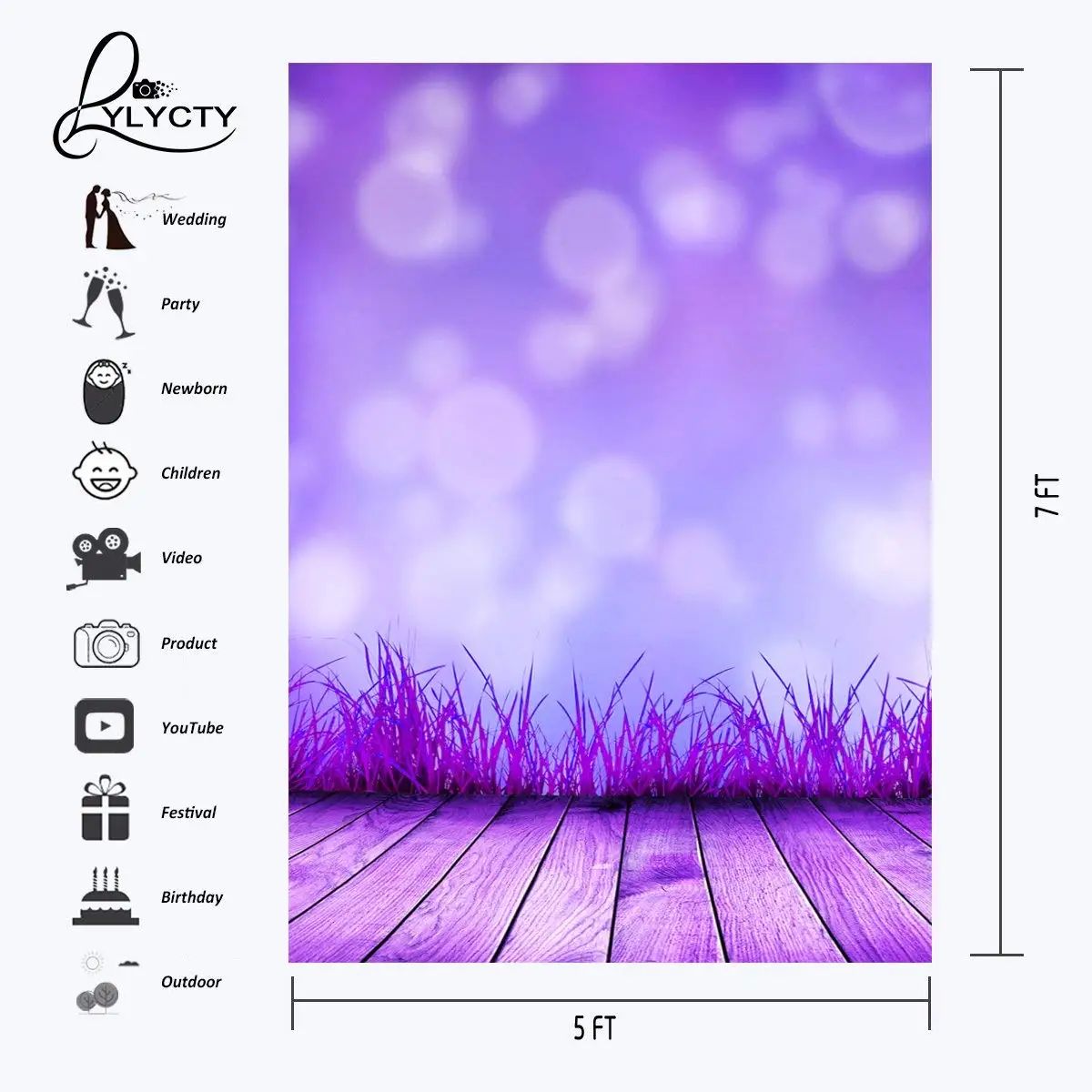 5x7ft Dreamlike Pantone 18 3838 фон Ультрафиолетовый Цвет Трава Фотография Студия реквизит
