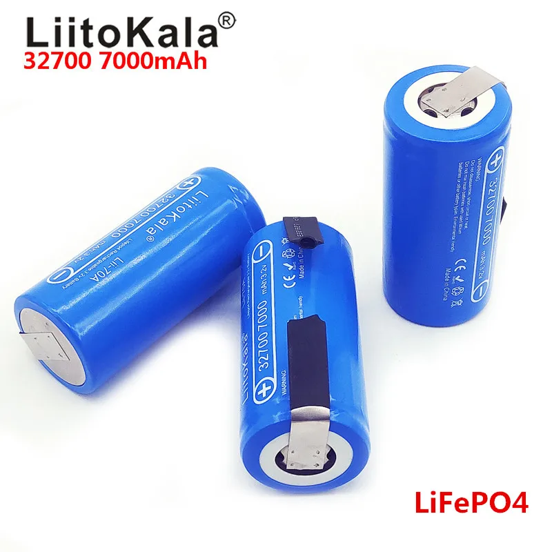 LiitoKala 32700 lifepo4 3 2 в 7000 мАч 33A 55A полоски для пайки на батарейках велосипедная
