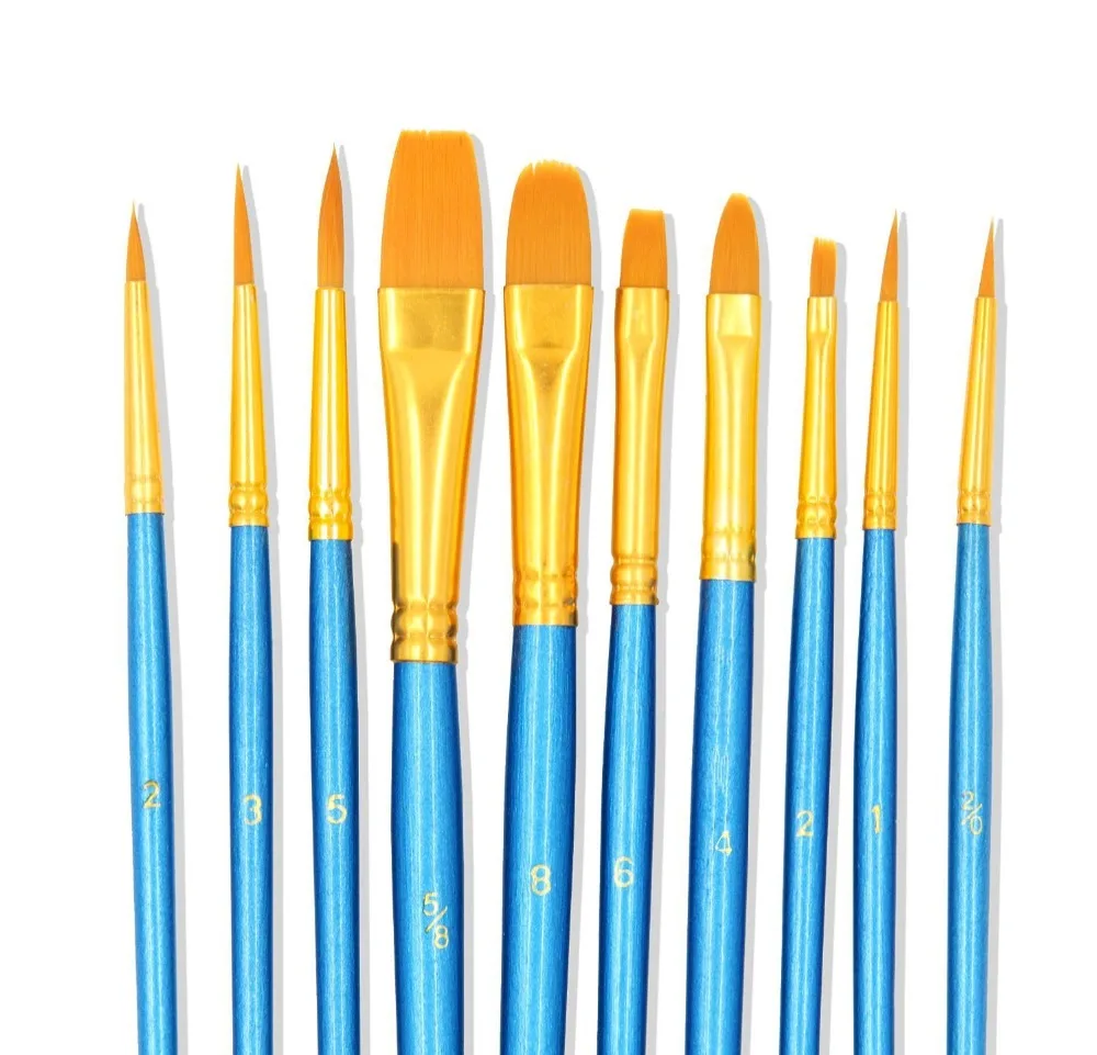 Paint Brushes 10 Set Professional Paint Brush Round Pointed Tip Nylon