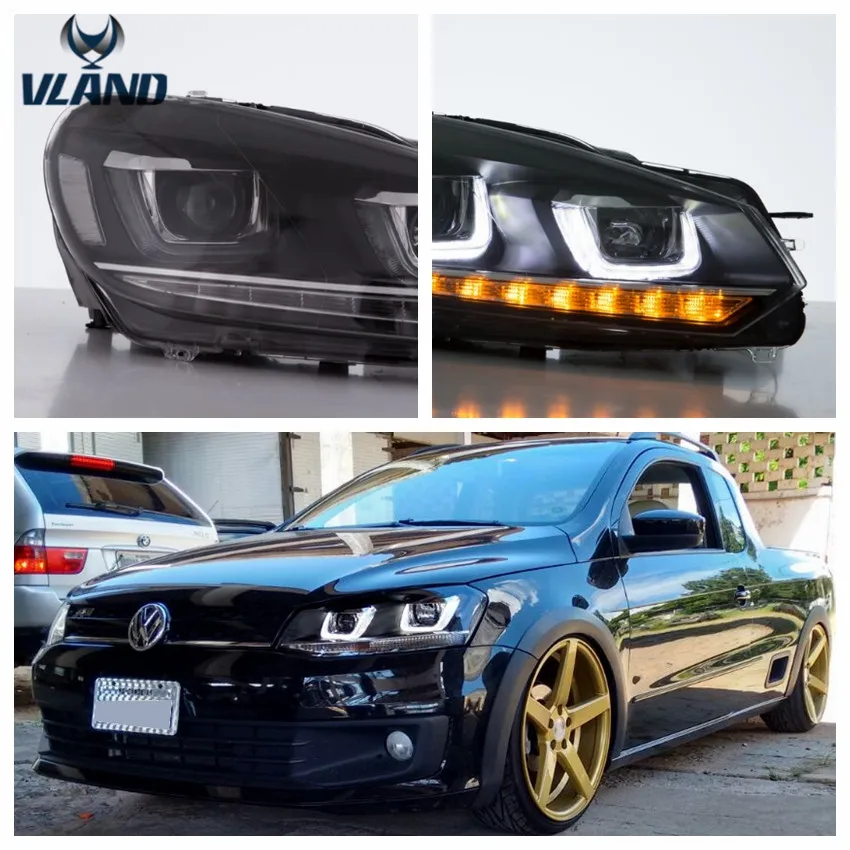 

VLAND factory for auto Car Headlamp for Golf6 Headlight LED 2008-2013 for MK6 Head Light HID Xenon Lens with moving turn signal