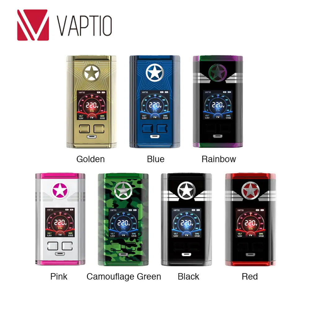 

Original Vaptio Captn 220W Box MOD with Huge TFT Color Screen 0.005S Fire Max 220W Output No 18650 Battery Box Mod Vs Tarot Nano