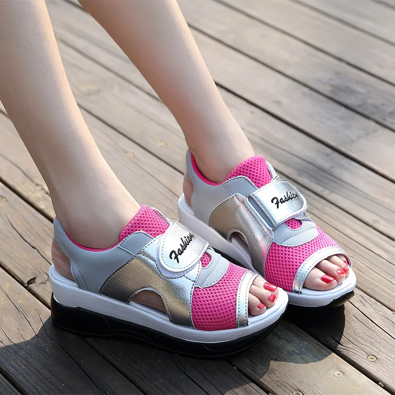 

Fashion Women Sandals For 2019 Breathable Comfort Shopping Ladies Walking Shoes Wedges Sandals Lace Platform Sandals