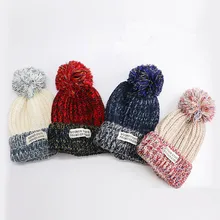 Милые громоздкие вязаные шапки бини для женщин, Зимние Меховые помпоны для мужчин, теплая весенняя шапка с помпоном для женщин, Bonnet Fille cg