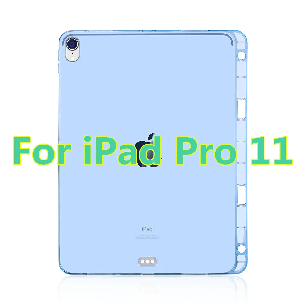 Чехол для iPad Pro 12,9, мягкая задняя крышка из ТПУ для iPad Pro 11, чехол с карандашом, чехол для iPad Pro 12,9 - Цвет: blue pro 11