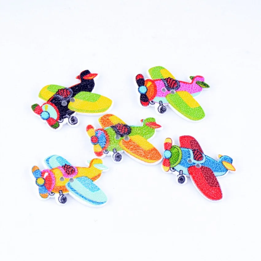 

Free Shipping Retail 10Pcs Random Mixed Lovely Fighter Pattern 2 Holes Wood Buttons Sewing Scrapbooking 25x28mm