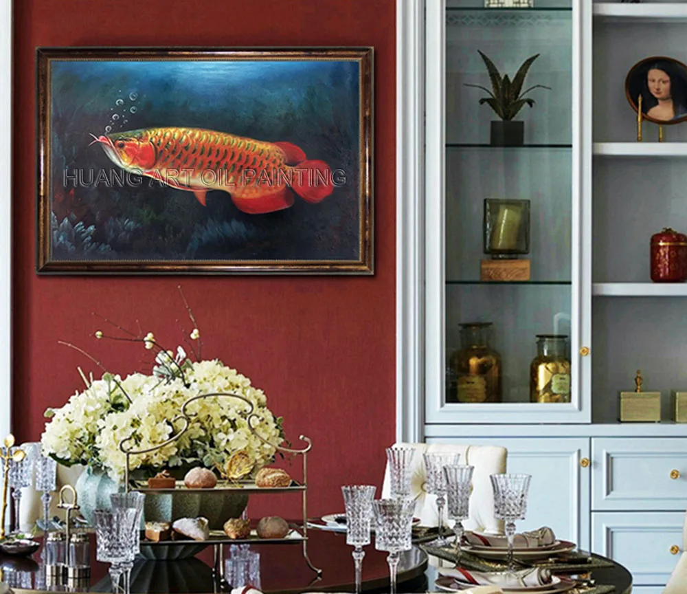 Pintura A Mão-pintado Realisticamente Aruanã Ouro para a Decoração