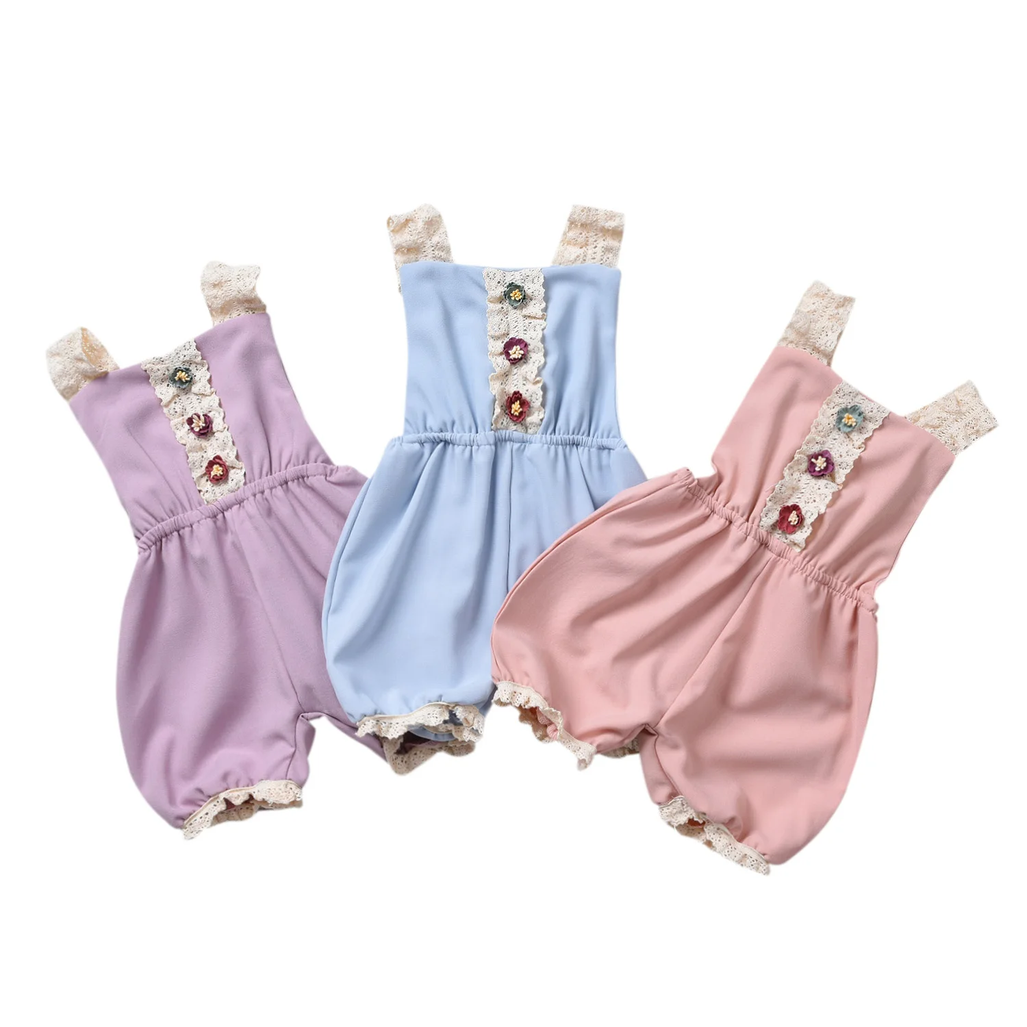 

New Summer Baby Girl Clothes Lace Floral Bodysuits Jumpsuit Outfits Sunsuit