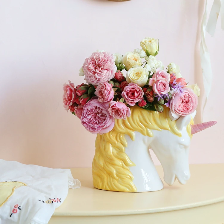 European ceramic unicorn animal shape vase living room study home decoration flower flower art