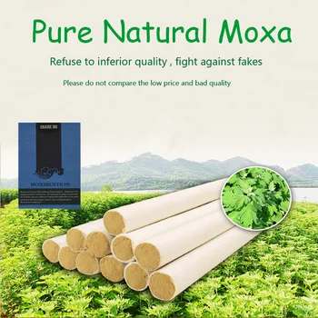 SHARE HO 50:1 Long Pure Moxa Stick Chinese Moxibustion Acupuncture Point Heating Therapy 10 years Old Gold Moxa Rolls 10pcs pure moxibustion stick for three years five years and seven years health care moxibustion and health preservation