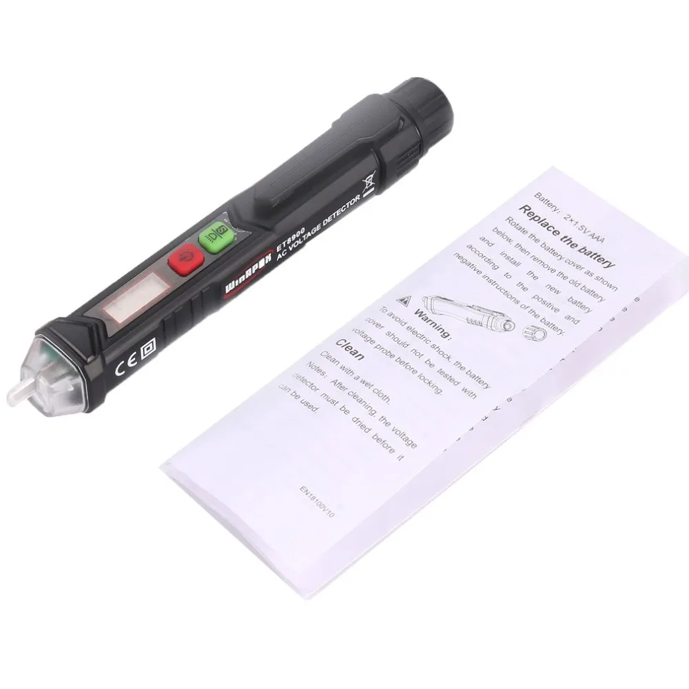 

ET8900 AC Voltage Detector Non-Contact Tester Pen Volt Meter Sensor Electric Test Pencil 12V to 1000V Sensitivity Adjustment