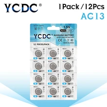 YCDC A76 D76A LR44 AG13 L1154 SR44 Батарея LR44 357 AG13 LR1154 12 шт. 1,5 В щелочные Батарея кнопка плоский круглый Аккумулятор для штангенциркуль с нониусом из пластмассы