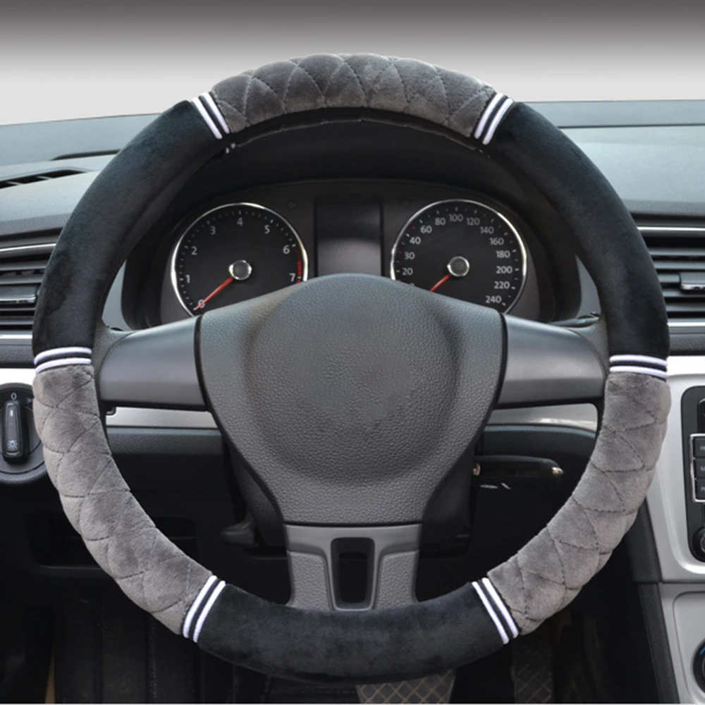 FLY5D Car Steering Wheel Cover Winter Plush Universal 38CM Auto