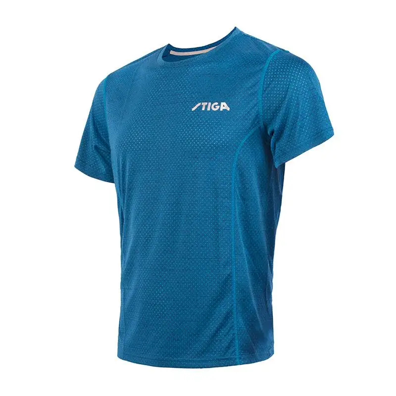 Новое поступление Stiga настольным теннисом одежда спортивная быстросохнущая с короткими рукавами, Мужская пинг понг рубашка Бадминтон Спорт Майки - Цвет: CA-43621
