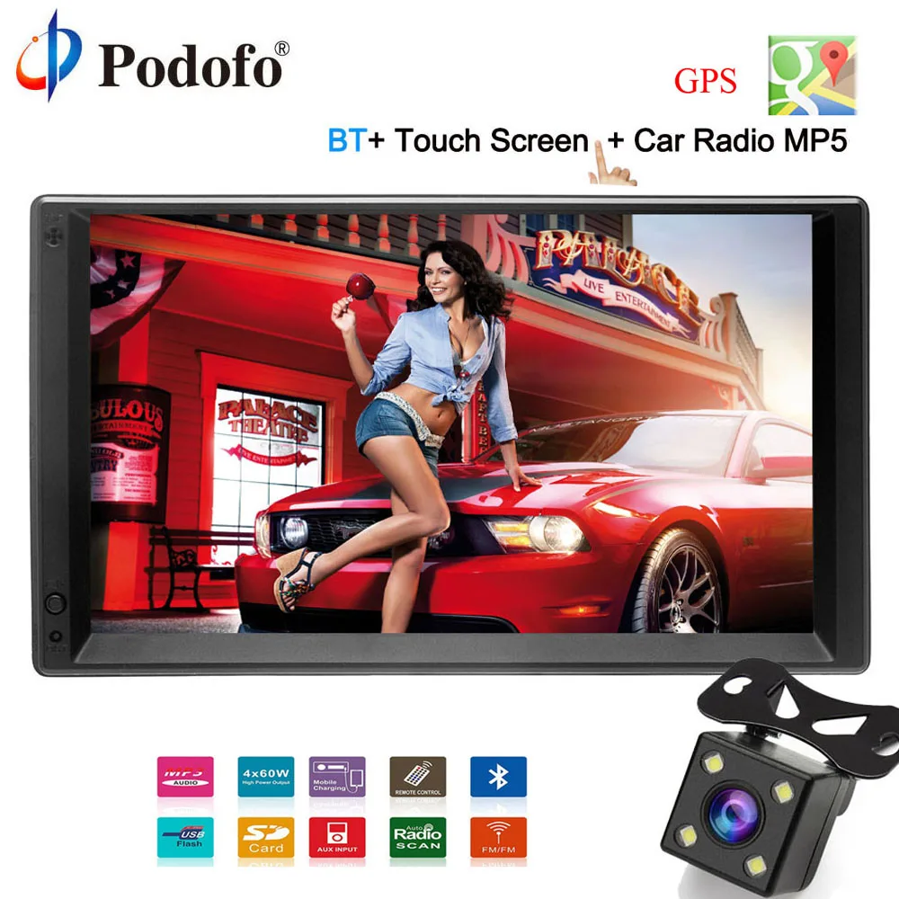 

Podofo GPS android Car Radio 2 Din universal GPS Navigation Multimedia Player MP5 7" 2din car audio Stereo WIFI FM Backup Camera