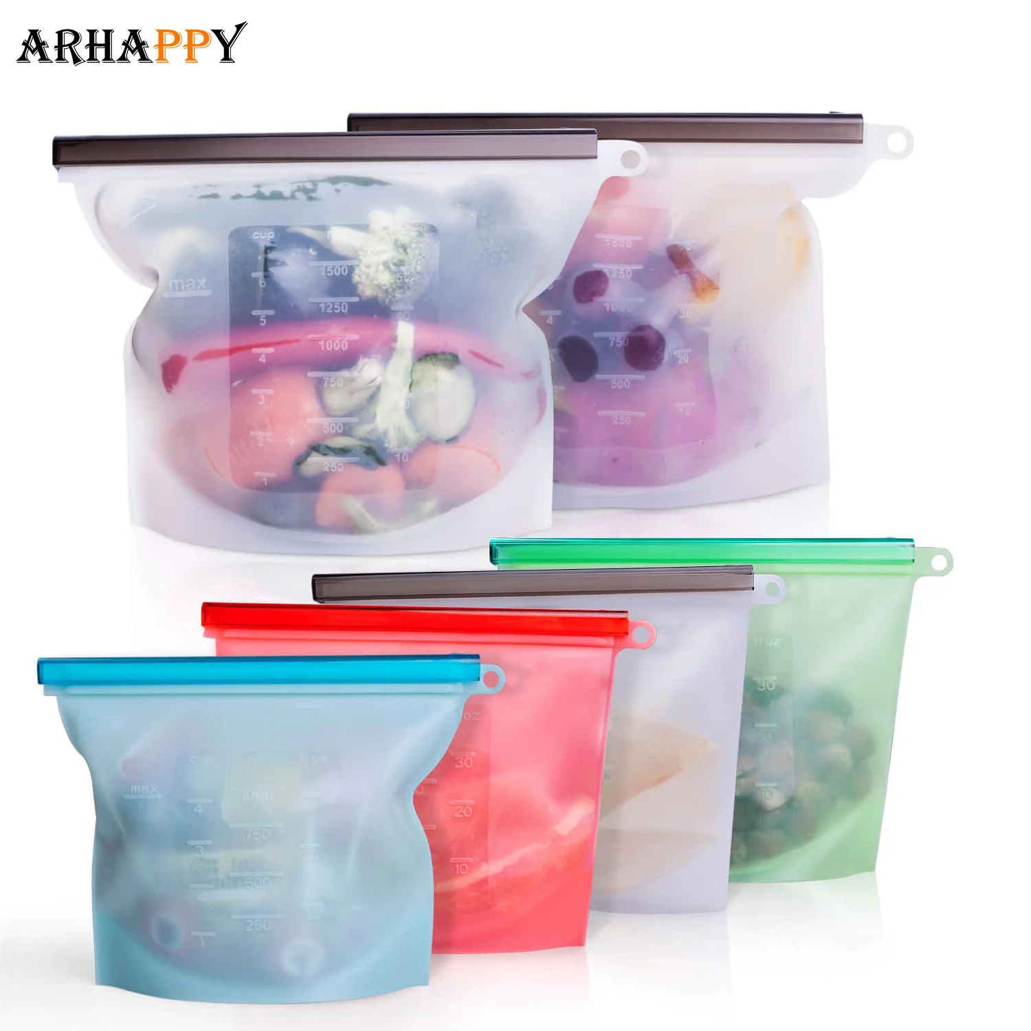 

1000ml 1500ml Reusable Silicone Storage Bag Silicone Food Storage Bags For Food Seal Ziplock Freezer Cooking Fresh Bags