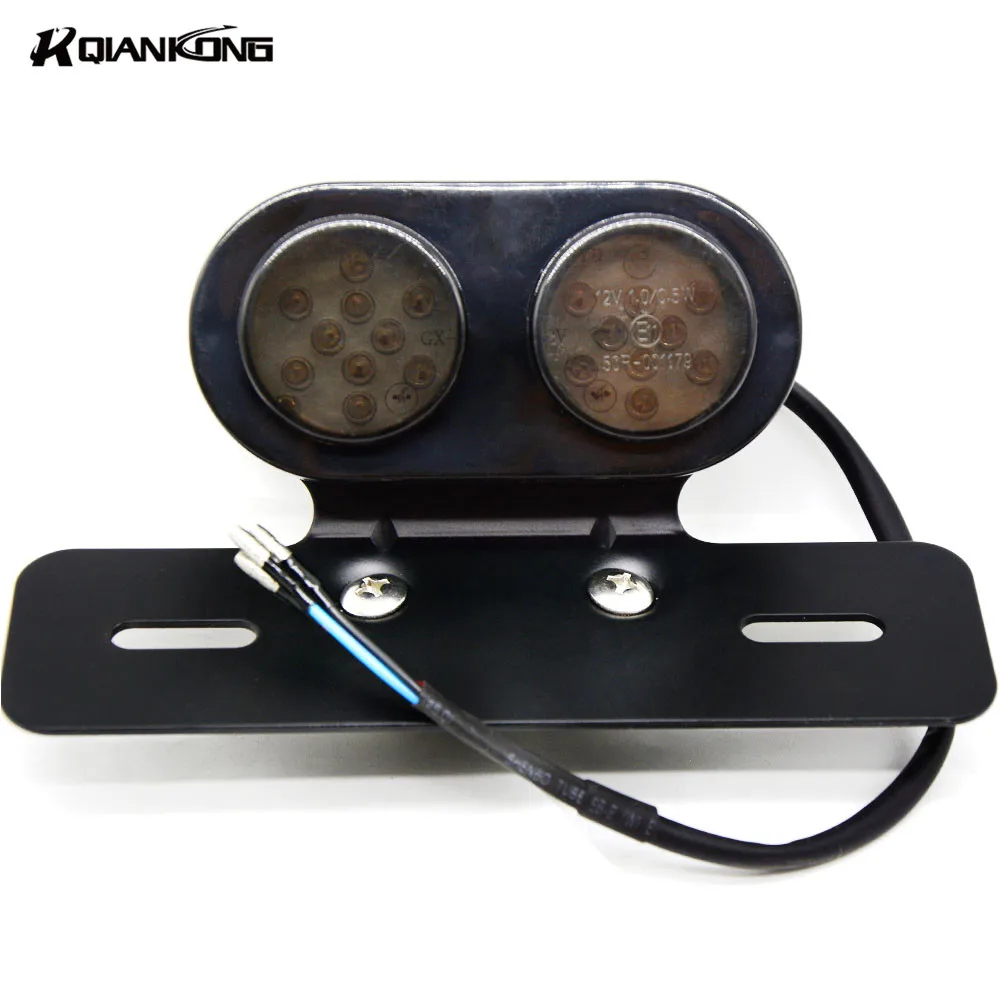 License Plate Holder Tail Lights LED Motorcycle Turn Signal Brake Led Light for Harley Chopper Bobber Custom 12V Cafe Racer