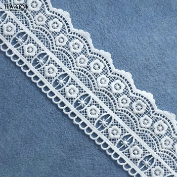 

10yard 6.5cm white african lace fabric ribbon DIY flower cloth LACE accessories wedding decoration for home Water Soluble fabric