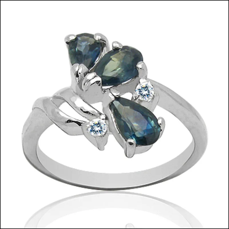 

Qi Xuan_Dark Blue Stone Elegant And Generous Trendy Ring_S925 Solid Silver Fashion Dark Blue Rings_Manufacturer Directly Sales