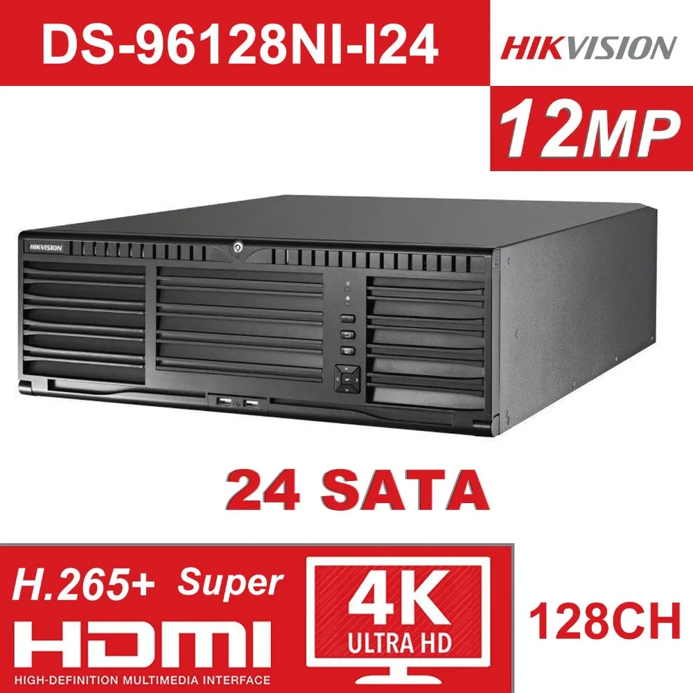 Hikvision Super 4 K 128CH NVR DS-96128NI-I24 128 канальный NVR с 24 интерфейсом SATA 2 выхода HDMI до 12 мегапикселей записи