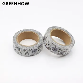 

GREENHOW Super Beautiful Flower High Quality Washi Paper Masking Tapes Floral Decorative Stickers Gift Wrapping Sticker 8078