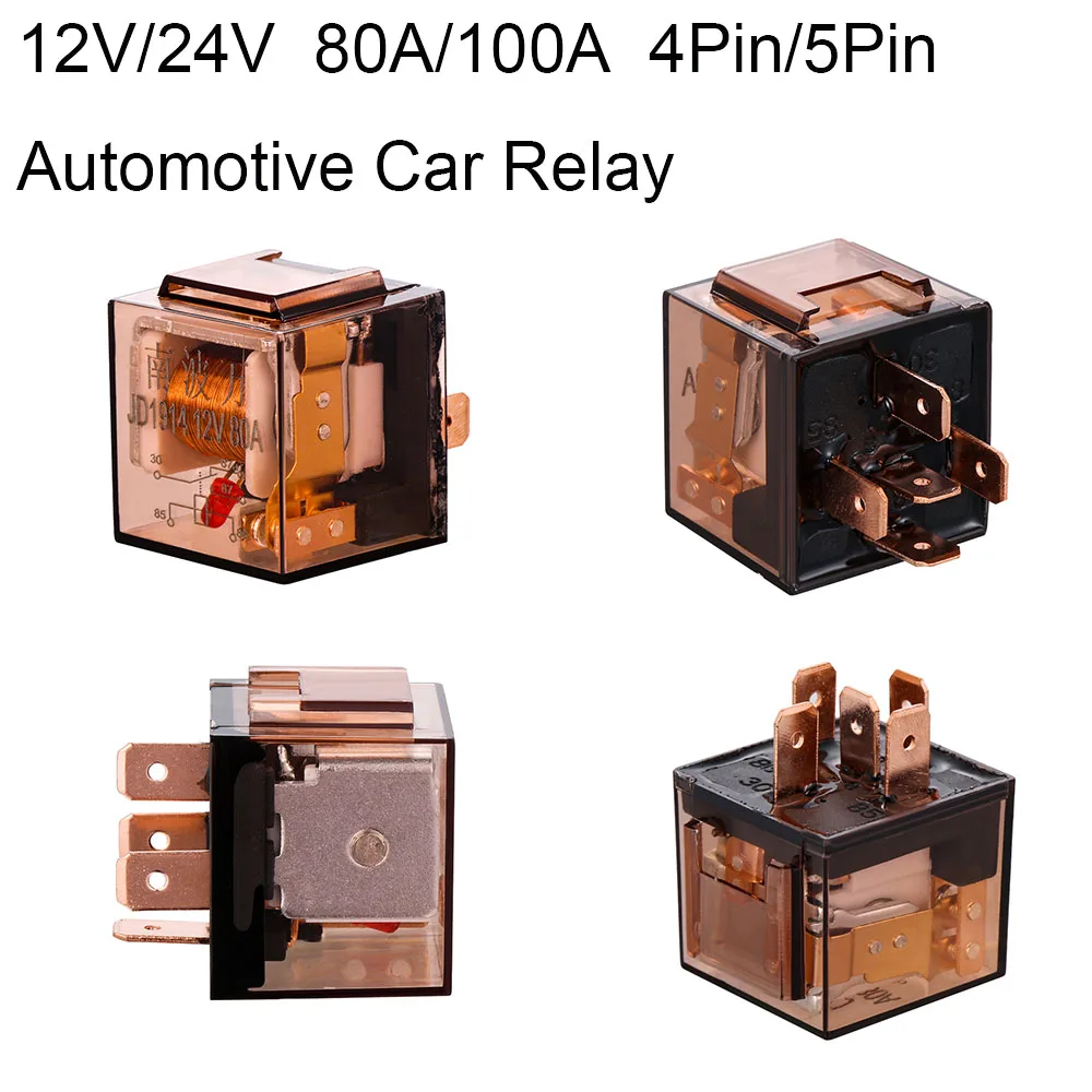 

Waterproof Automotive Relay 12V/24V 80A/100A Automotive Car Relay 4Pin 5Pin SPDT Car Control Device Car Relays