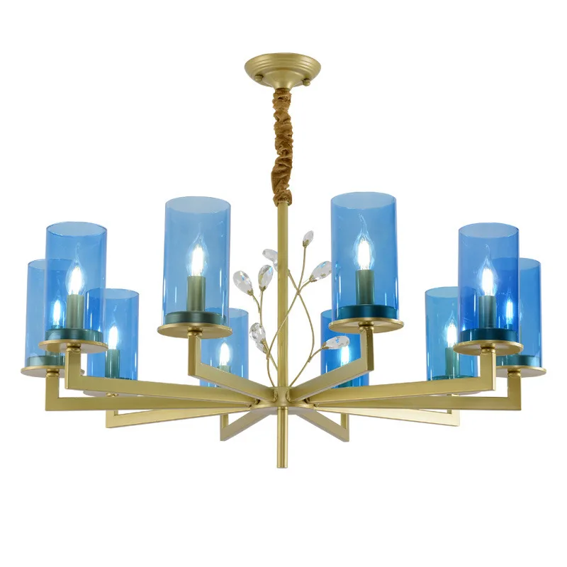 

Modern Art Decoration Chinese Style Iron Art Glass LED E14 Chandelier Restaurant Bedroom Duplex Hall Lights Indoor Lighting